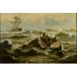 EDWIN HENRY EUGENE FLETCHER Fleeing the sinking ship Oil on canvas Signed 59 x 90cm