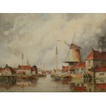 LOUIS VAN STAATEN A Dutch Canal Watercolour Signed 30 x 40cm