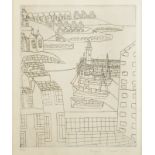 BRYAN PEARCE Harbour View Etching Signed and dated '74 Numbered 3/50 24 x 19.