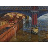 DENNIS GILBERT Blackfriars Bridge Oil on canvas Signed 30 x 40 cm Condition report: