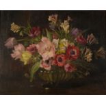 MABEL G MARSTON Still life flowers Oil on board Signed 40 x 50cm Together with one other flower