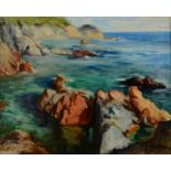 J ROTLLAN Coast Oil on paper Indistinctly signed and dated '51 22.