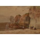 RICHARD HARRY CARTER Storm on the Cornish Coast Watercolour Together with a beach scene by Arthur