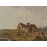 CHARLES WALTER SIMPSON Dartmoor Ponies Oil on board Signed 52 x 72cm