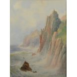 JOHN CLARKE ISAAC UREN Cornish Cliffs Watercolour Signed 35.