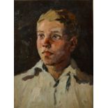NIKOLAI A KORNIKOV Russian School Portrait of a boy Oil on canvas laid down Signed to the back 30