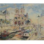 GEORGE HANN Notre Dame De Paris Oil on canvas Signed 51 x 61cm