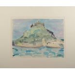 HEATHER BRAY View of St. Michael`s Mount Watercolour Signed 30.5 x 40.