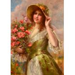 WILLIAM JOSEPH CARROLL The Lass Who Loves Poppies Oil on canvas Signed 74 x 56 cm