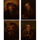 Dutch School A set of four tavern characters Oil on panel 18 x 13.