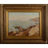 WILLIAM BANKS FORTESCUE A Figure on Rocks Oil on canvas Signed 29 x 39cm