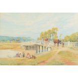 CLEMENT LAMBERT A summers day by the river Watercolour Signed 36 x 53cm