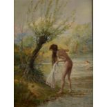 H J COTTRELL Nude Bathers Oil on canvas Signed 60 x 45 cm Condition report: No