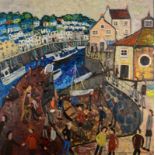 ALAN FURNEAUX Looe Slip Oil on canvas Signed Inscribed and dated 2017 to the back 79 x 79cm