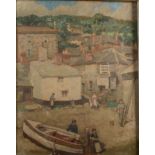 MARY DUNCAN A Corner of Mousehole Oil on panel Signed 49.