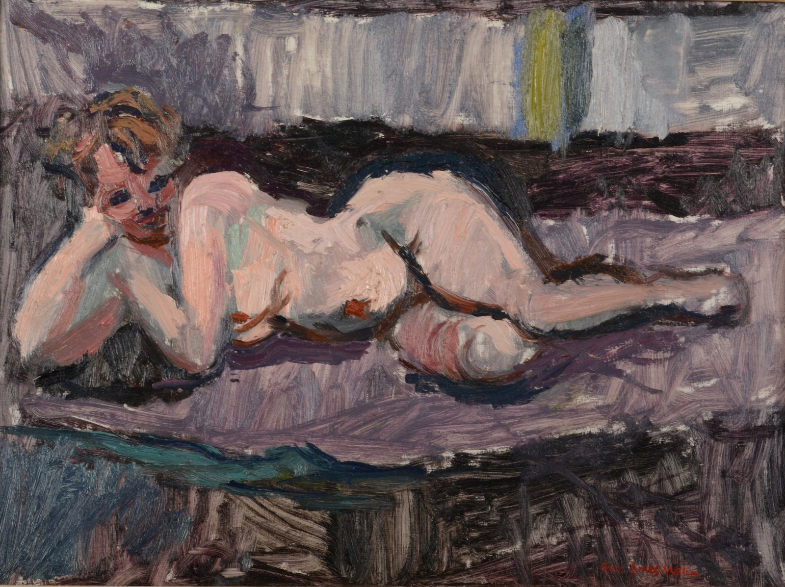 ERIC JAMES MELLON Reclining Nude Oil on board Signed 29.