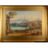 Style of John Glover An Extensive Continental Landscape Watercolour 47 x 67.