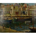 HURST BALMFORD Mevagissey Boats in Harbour Oil on board Signed Inscribed to the back 50 x 60cm