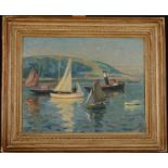 FRANK JAMESON Boating of Falmouth Oil on board Signed 35 x 45cm