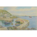 THOMAS HERBERT VICTOR Mousehole Watercolour Signed and titled 17 x 26 cm Plus 4 works from other