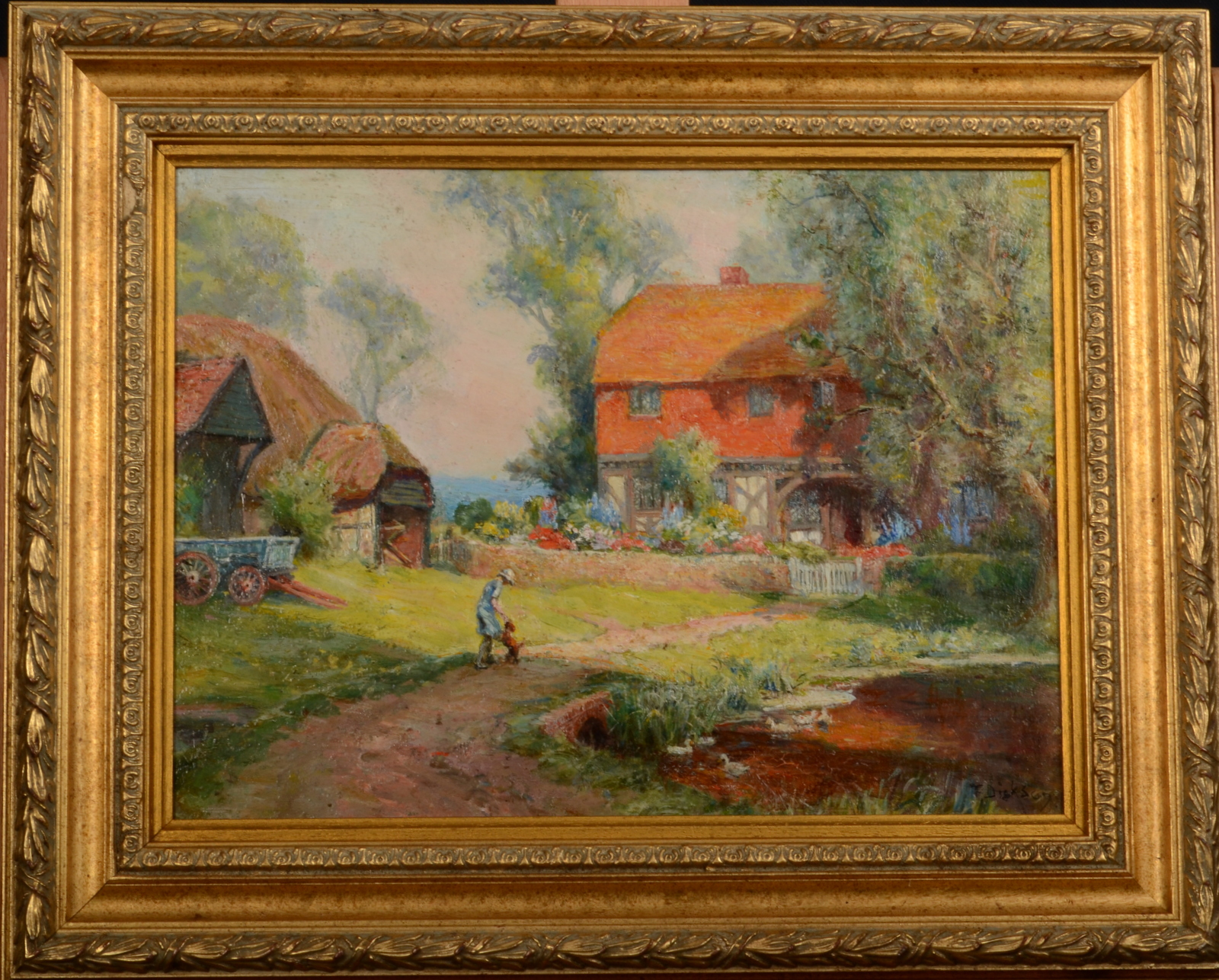 FRANK DICKSON A county idyll Oil on board Signed 25 x 33. - Image 2 of 2