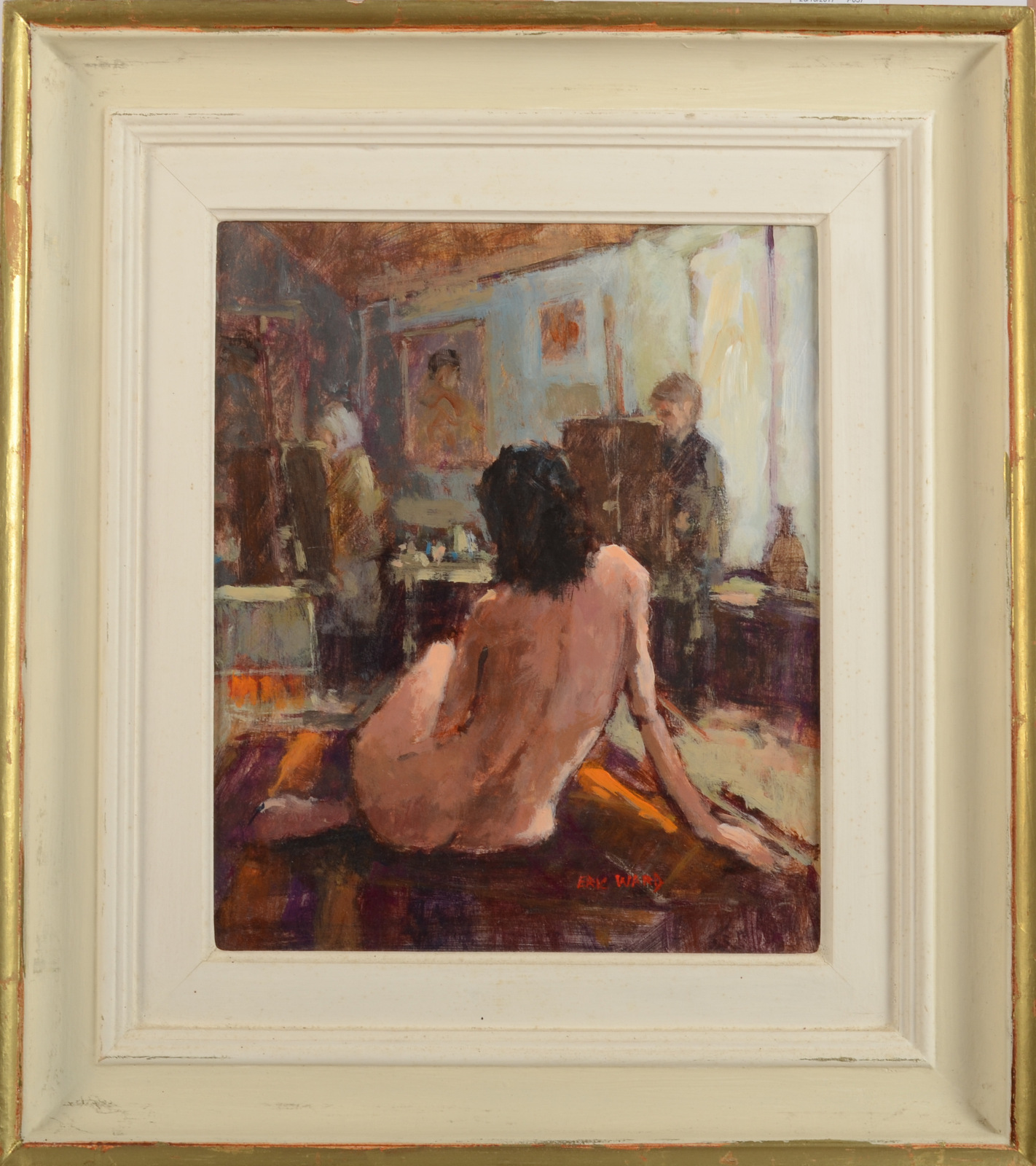 ERIC WARD Life Drawing Class Oil on board Signed 29 x 24 cm - Image 2 of 2