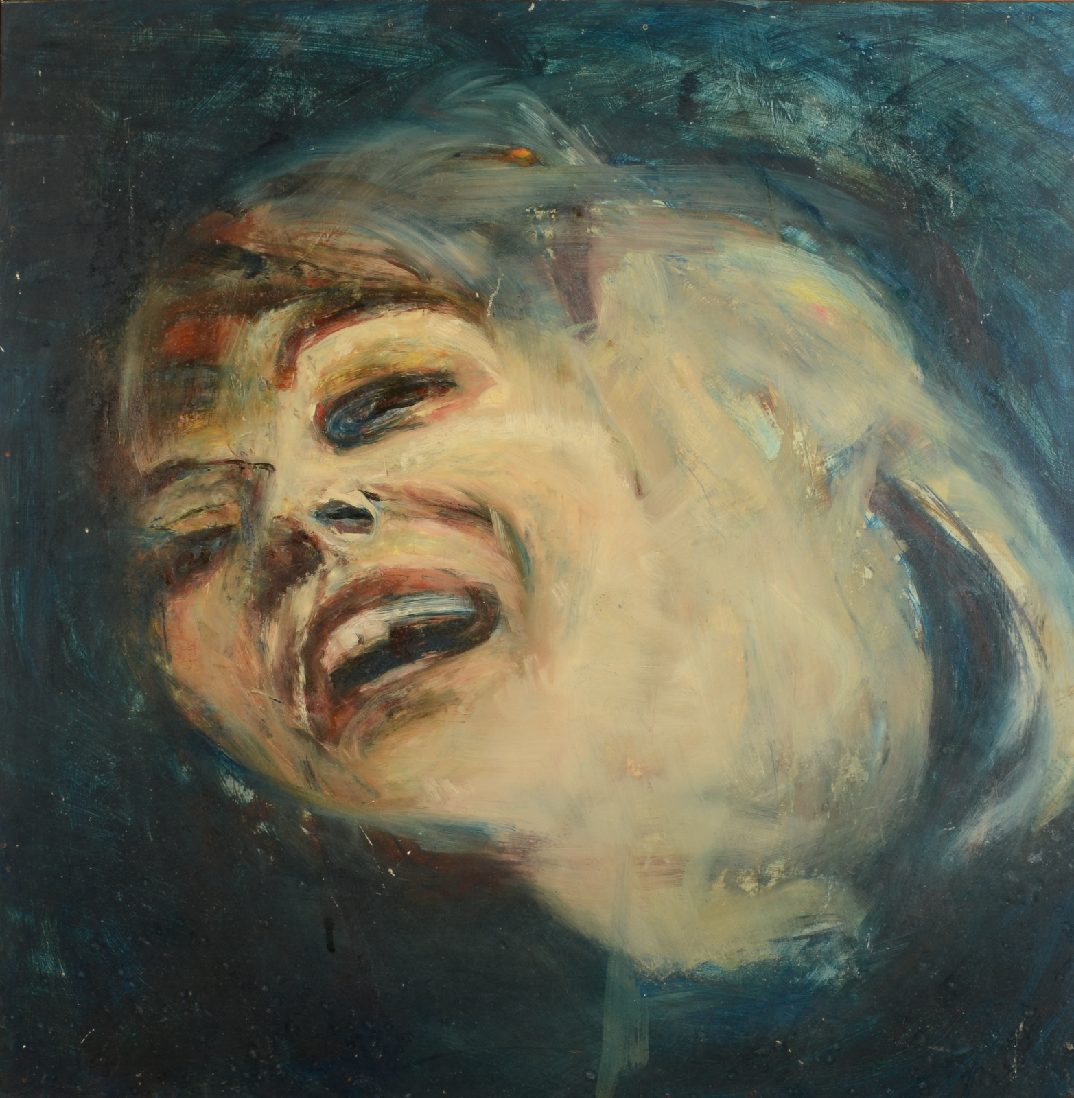 MARY STORK Laughing Oil on board Inscribed on the back 1967 68 x 68 cm