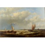 ABRAHAM I HULK Shipping off the Dutch Coast Oil on canvas,