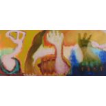 KATE WATERS Three Hands Mixed media Initialled 28 x 66 cm