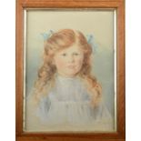 FRANK WATSON WOOD Portrait of a Young Girl Watercolour Signed 35 x 26 cm