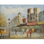 LOUIS ANTHONY BURNETT The Moulin Rouge Oil on canvas Signed 21 x 25 cm