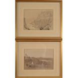 Cornish Mines (Botallack) and Hayle Viaduct Two drawings Dated July 1863 18 x 25 cm
