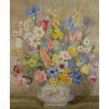 DORCIE SYKES Vase of Flowers Watercolour Signed 60 x 50 cm Condition report: Some