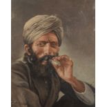 M ZRICHET Portrait of an Eastern Man Smoking Oil on canvas Signed 35 x 27 cm