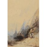 LOUIS JOSEH LEGALL-DUTERTRE Low Tide Watercolour Signed 14 x 10 cm