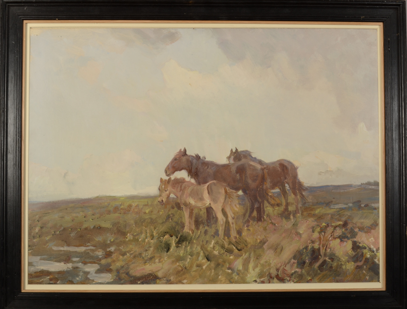 CHARLES WALTER SIMPSON Dartmoor Ponies Oil on board Signed 52 x 72cm - Image 2 of 3