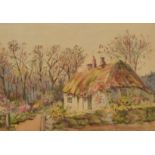 MARY MABEL SPANTON A Country Cottage Watercolour Signed 25 x 36 cm Plus 4 other watercolours by the