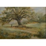 WILLIAM WIDGERY Cattle Beneath an Oak Tree and Cattle Watering A pair of watercolours Signed 17 x