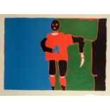 TANO FESTA Man with Scythe Lino cut Signed and numbered 1/100 67 x 47cm 76 x 56cm paper size