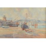 VAN GILL St Ives harbour Gouache Signed 36 x 53cm