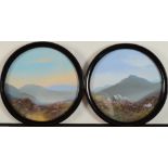 T WESTON On The Moors A pair of Watercolours Signed 24 cm diameter
