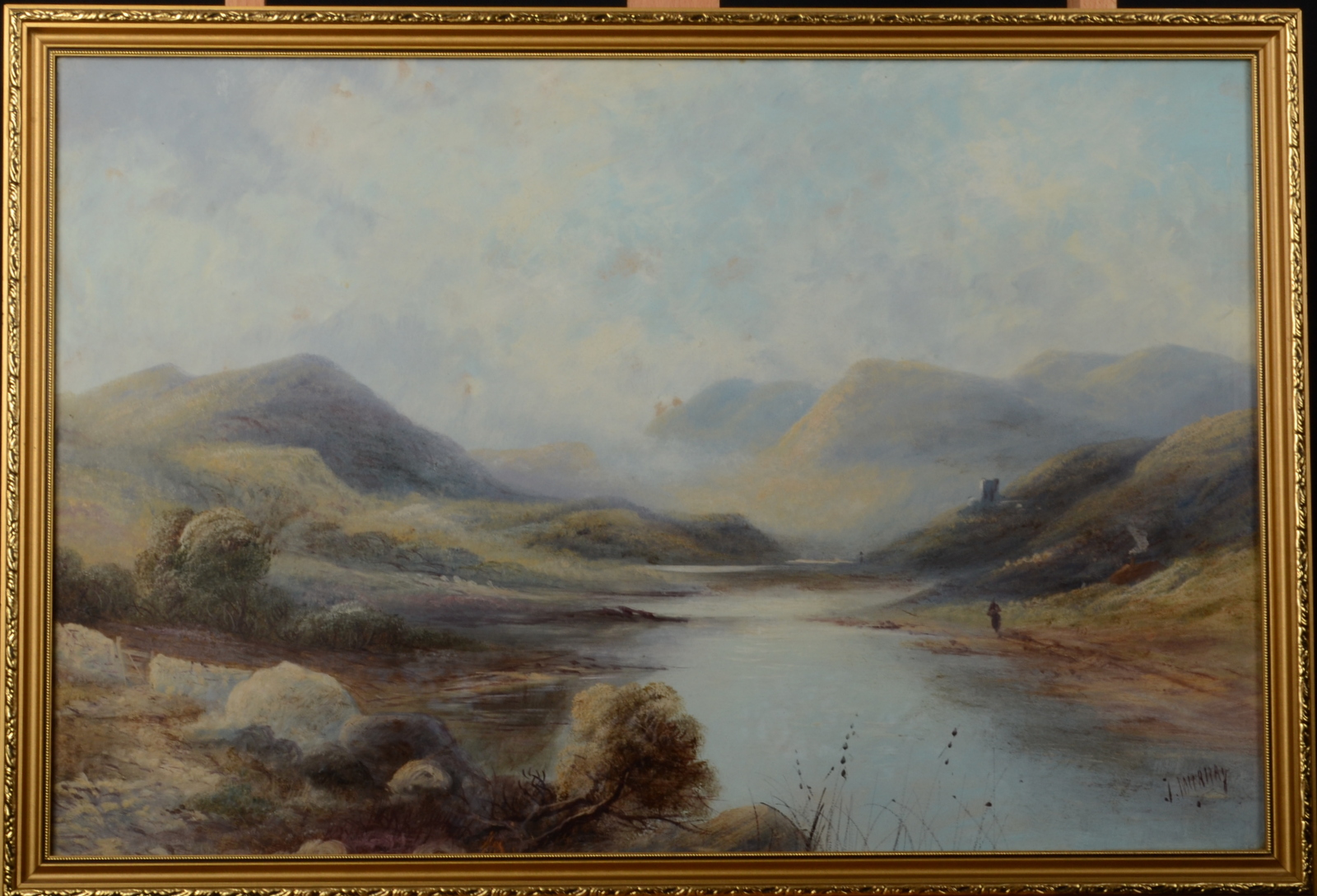 J MURRAY A pair of highland lake scenes Oil on paper Signed 44.