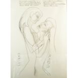 SVEN BERLIN Lovers Pencil drawing Signed,