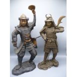 Two cast metal figures of Japanese warriors, heights 46cm and 52cm.