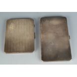Two engine turned silver cigarette cases, 12.1oz.