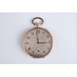 An open face keyless 9ct gold cased dress pocket watch makers mark FMF.