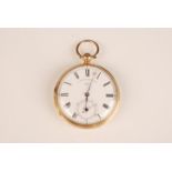 An 18ct gold open face key wind pocket watch by W Wagstaff, Islington,