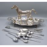 A cast white metal model horse etc.