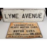A section of an iron sign cast with a part of the road act 1920, regarding locomotives,