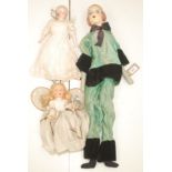 Three dolls, one a 1920s/30s boudoir doll,